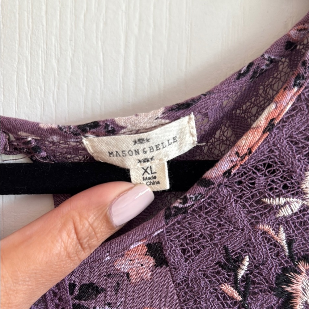 Floral Embroidered Purple Blouse - Picture 2 of 5